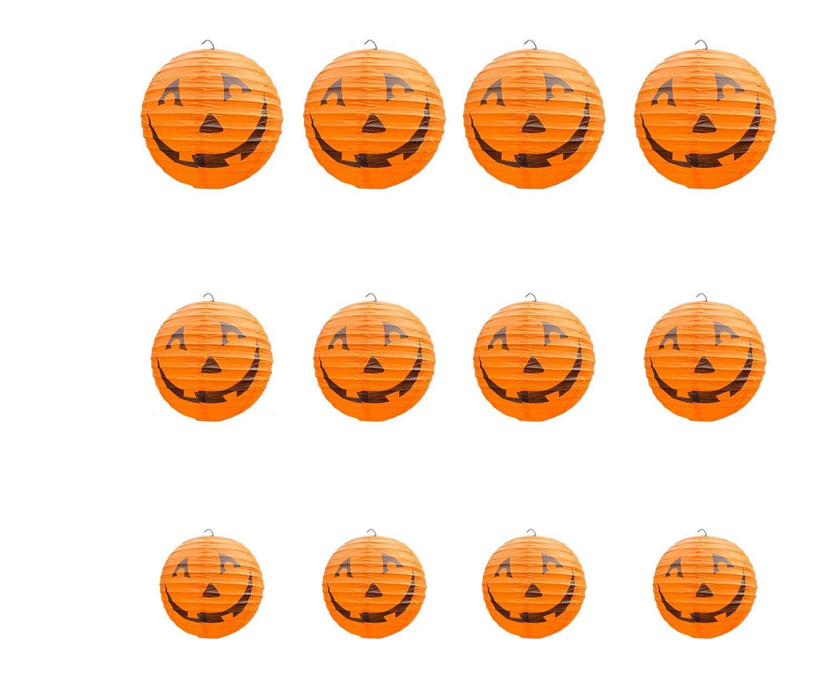 Pompoen papieren lantaarns 12 stuks oranje decoratie sfeerverlichting feest Halloween binnen buiten hangend | Sulvida