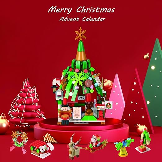 Adventskalender met bouwstenen 24 dagen – creatief kerstdorp bouwen speelgoed voor kinderen en volwassenen | Sulvida