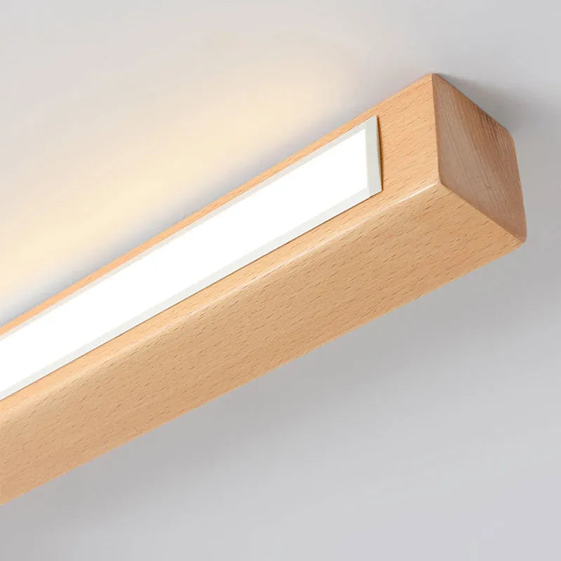 Lineaire plafondlamp hout acryl LED smal design voor woonkamer slaapkamer gang natuurlijke uitstraling | Sulvida