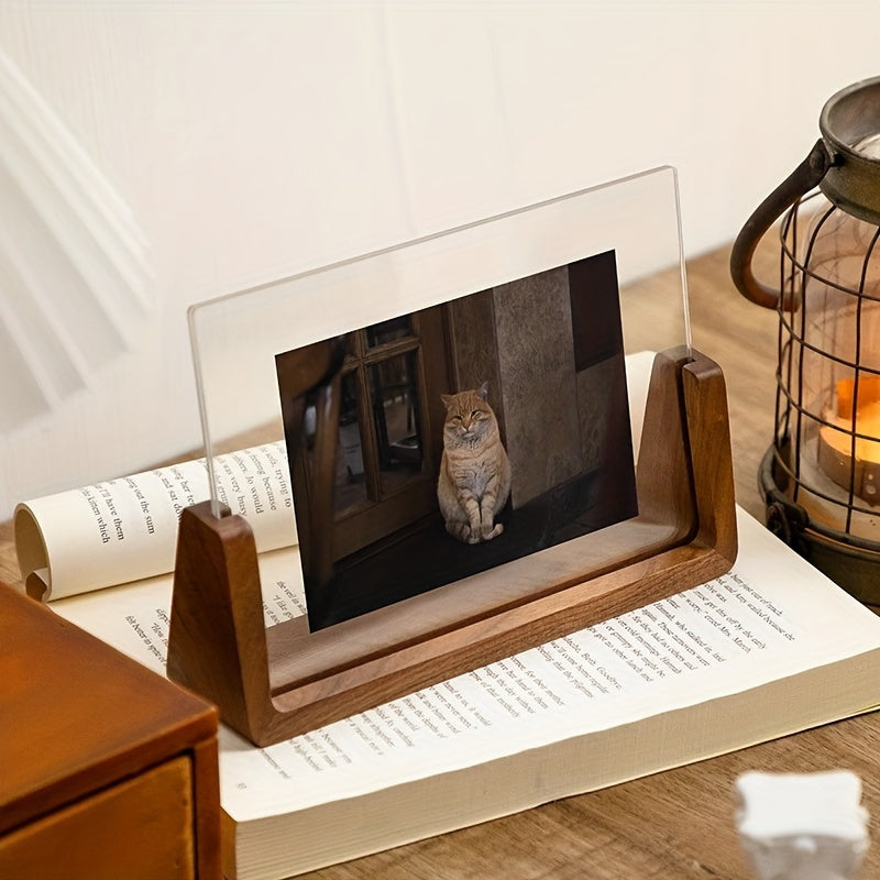 Fotolijst met U-vormige houder acryl en hout modern tijdloos design staand liggend 15 cm decoratief interieur | Sulvida