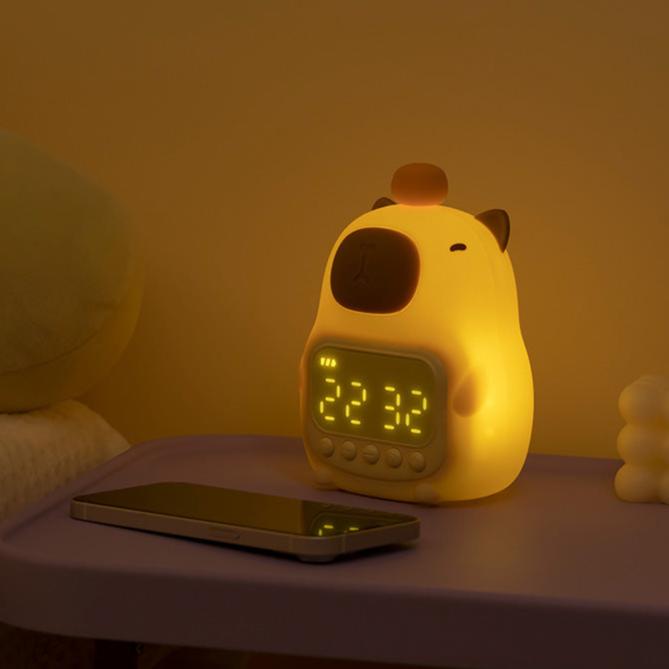 Capybara Nachtlampje met Wekker voor Kinderen Timer Dimbaar Wit LED Bedlampje Decoratief Oplaadbaar Slaapkamer | Sulvida