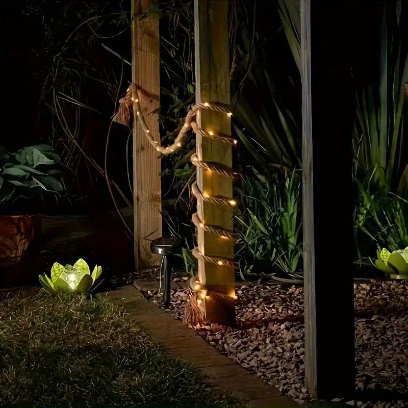 Henneptouw lichtslinger warm wit 4,5 meter rustiek interieur tuin terras decoratie sfeerlicht sfeerverlichting | Sulvida