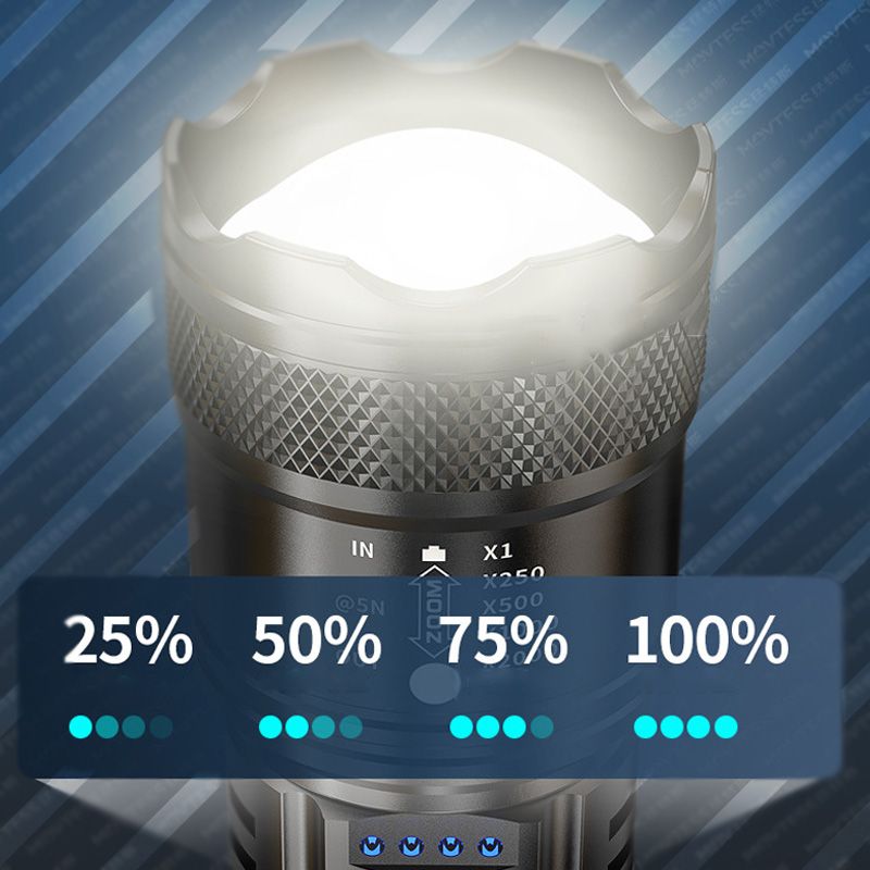 Lampe torche LED 7500 lumens rechargeable USB-C étanche IPX7 en aluminium militaire, éclairage puissant pour l'extérieur | Sulvida