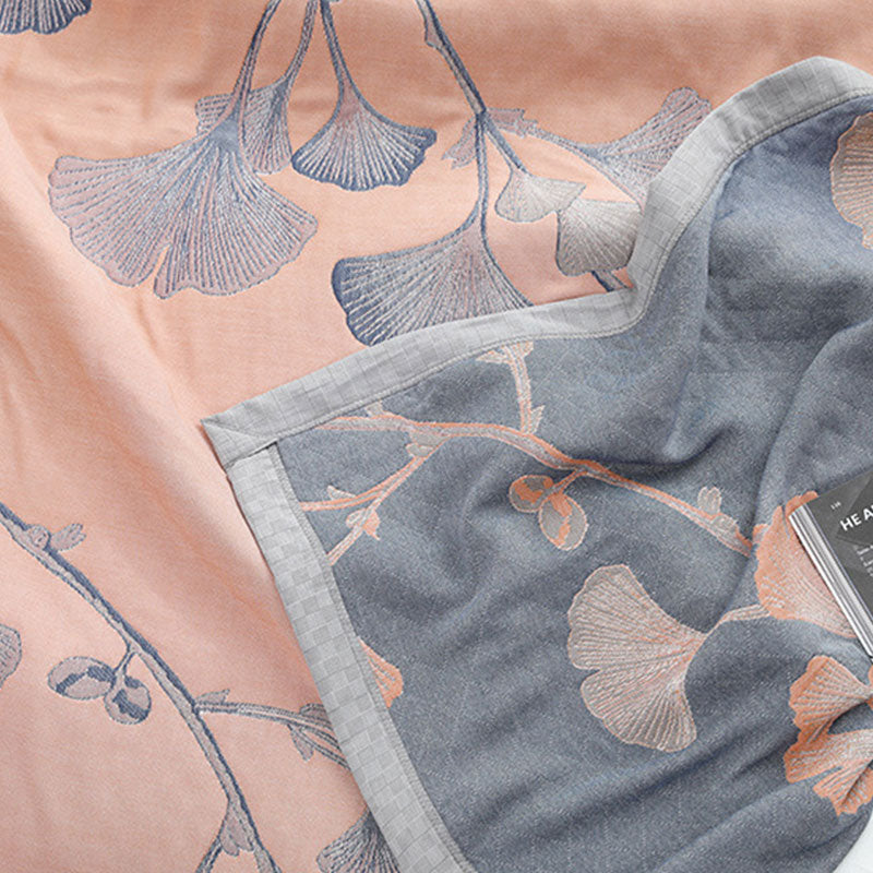 Omkeerbaar Dekbed met Ginkgo Bladmotief – Zomerdeken Katoen Gaas voor Tweepersoonsbed Queen King Bed Airconditioning Deken | Sulvida