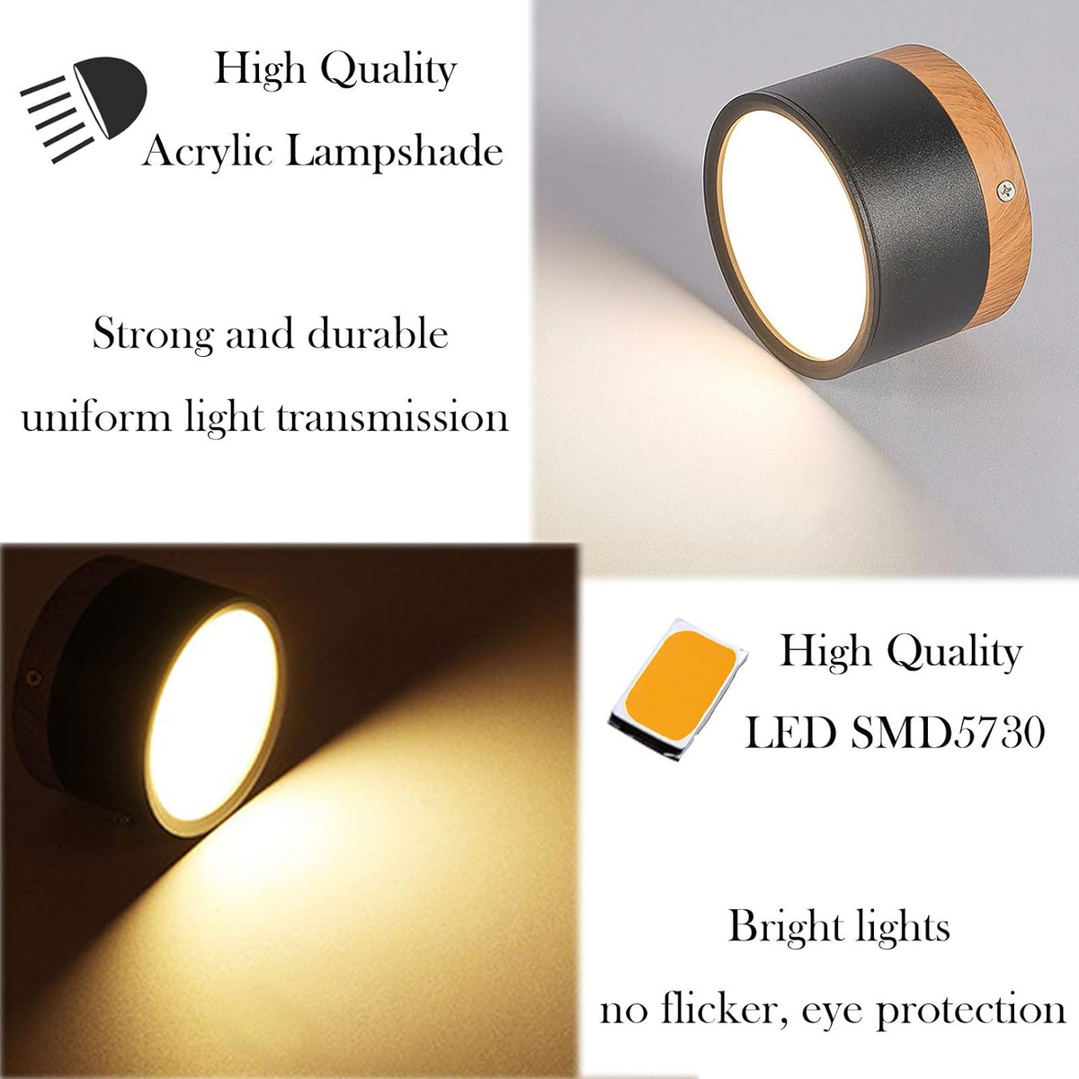 Compacte plafondspot aluminium hout rond warm wit LED verlichting hal woonkamer eetkamer modern Scandinavisch | Sulvida