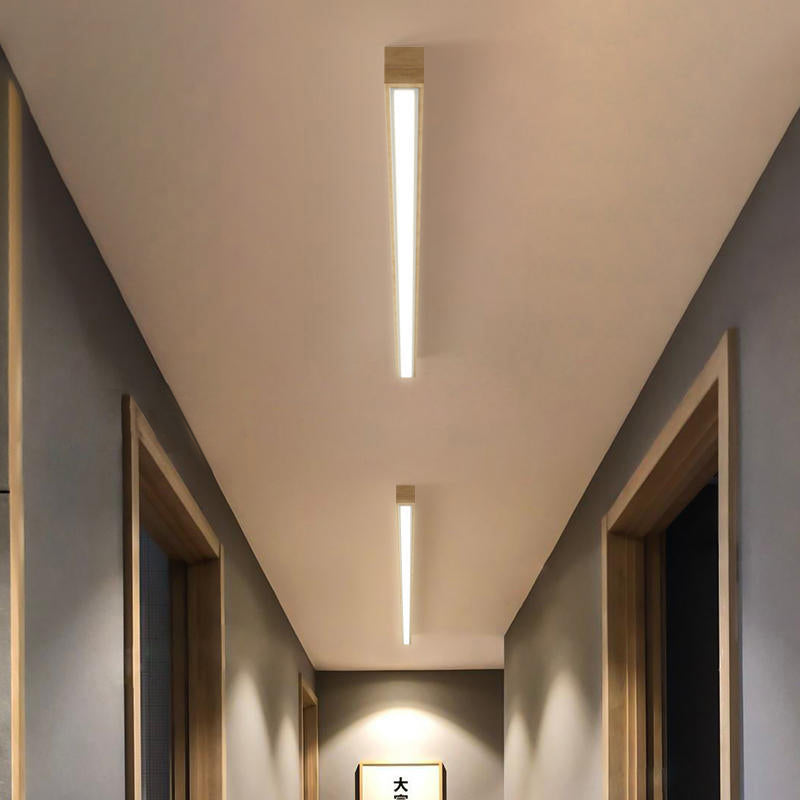 Lineaire plafondlamp hout acryl LED smal design voor woonkamer slaapkamer gang natuurlijke uitstraling | Sulvida