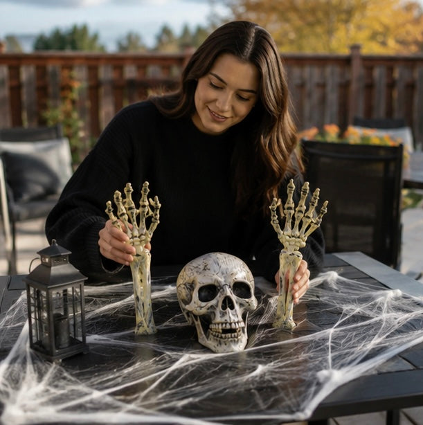 Decoratieve Skelethand Plastic Tuindecoratie Wit 46cm Griezelig Halloween Decoratie Tuin Terras Buiten | Sulvida