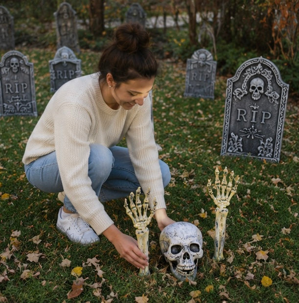 Decoratieve Skelethand Plastic Tuindecoratie Wit 46cm Griezelig Halloween Decoratie Tuin Terras Buiten | Sulvida