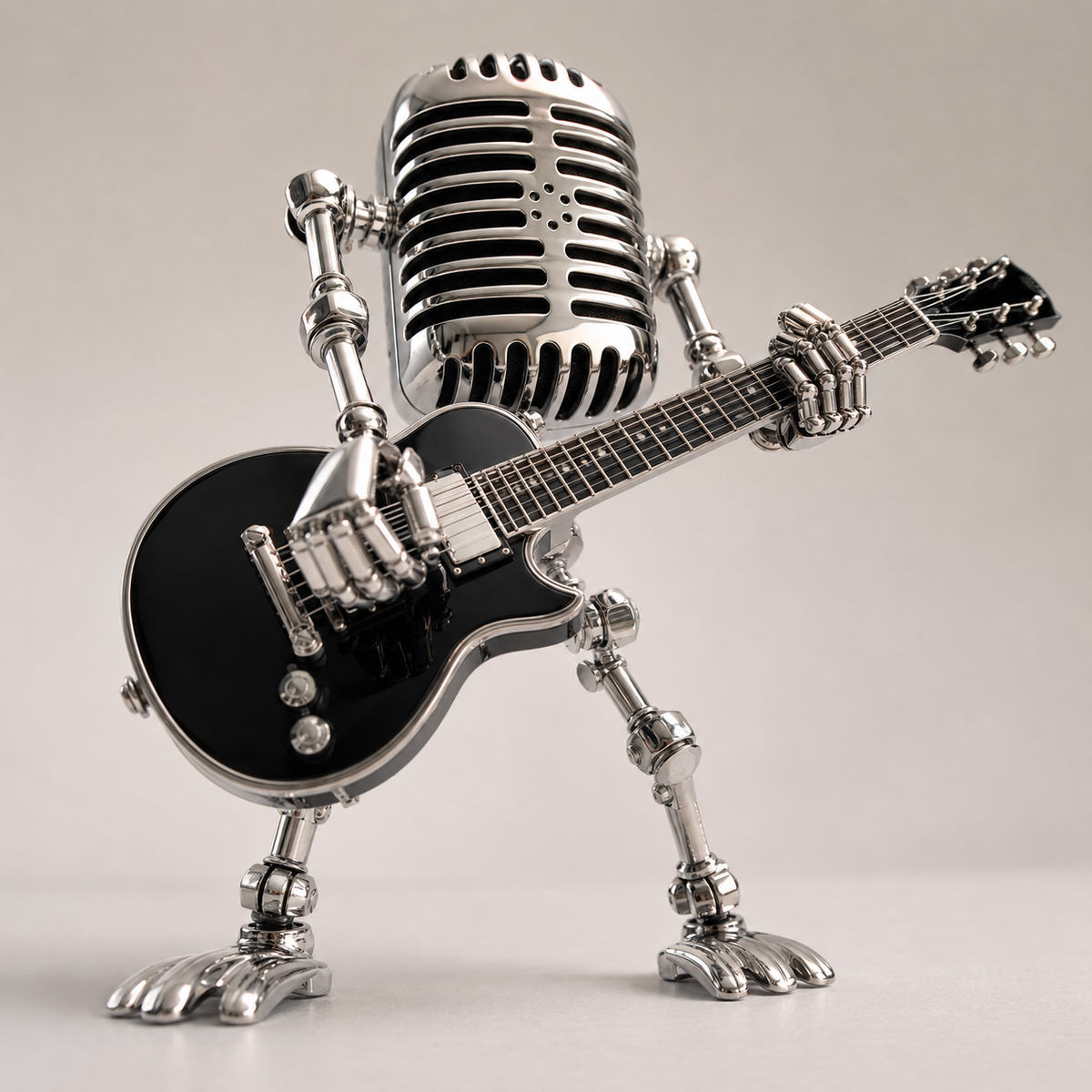 Metalen Tafellamp Robot met Gitaar – Dimbaar Design voor Bureau of Nachtkastje – Speelse Sfeerverlichting | Sulvida