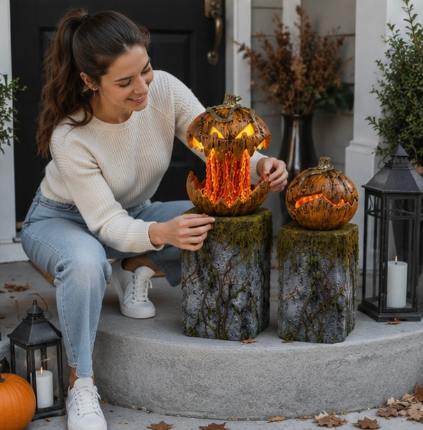 Geluid-Geactiveerde Pompoen met Verlichte Ogen voor Halloween Feest Decoratie en Griezelige Sfeer Creatie | Sulvida