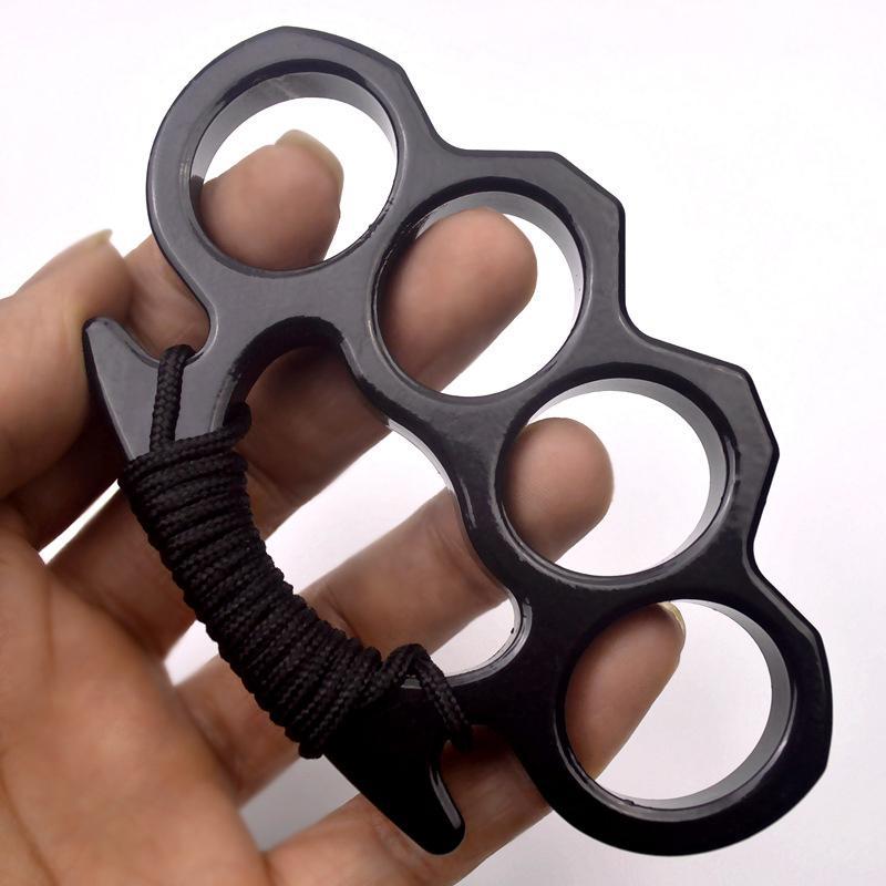 Metalen zelfverdedigingsring met vingergreep zilver zwart draagbaar compact voor persoonlijke veiligheid | Sulvida