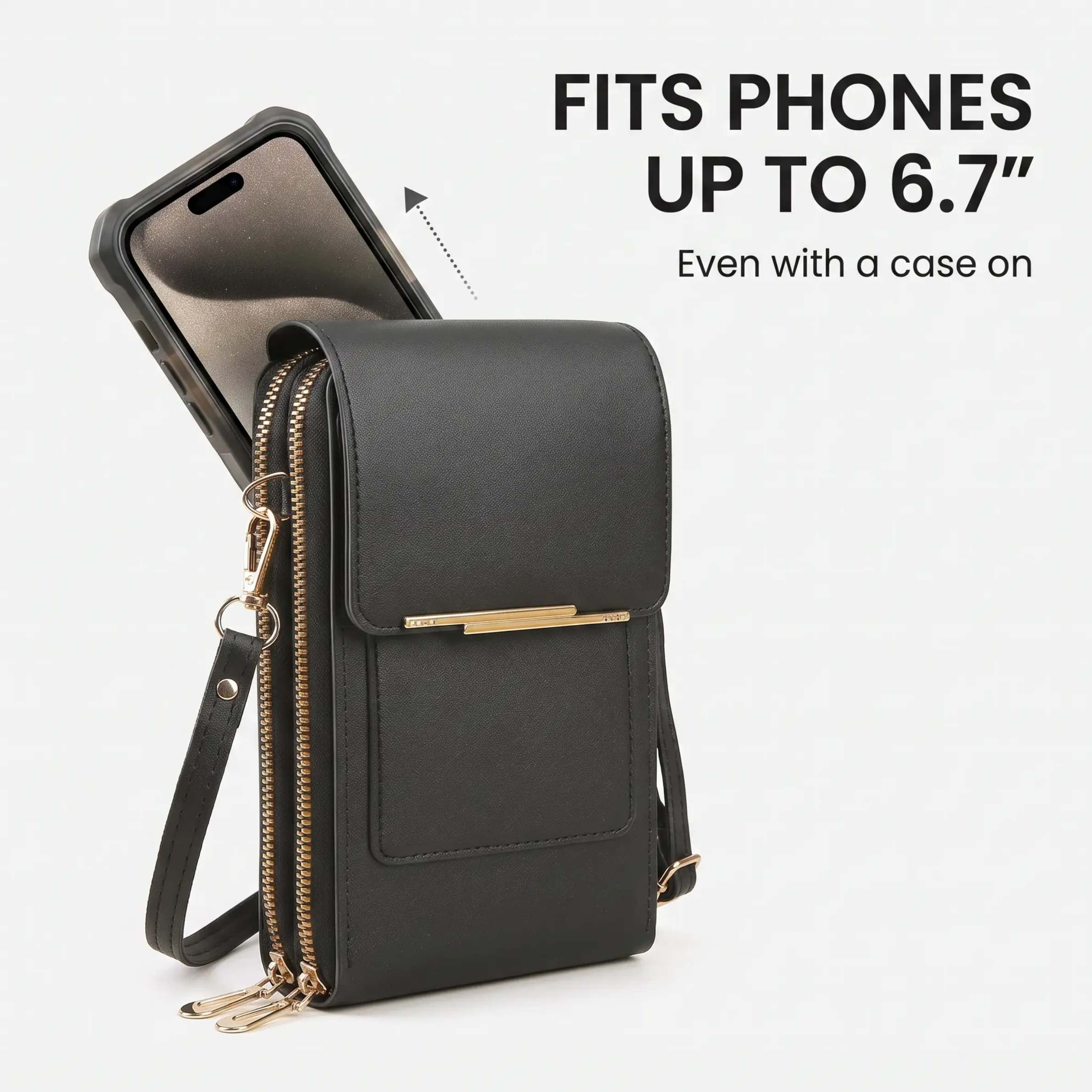 Crossbody Telefoontas met RFID-bescherming en Touchscreen Venster – Veilige Handsfree Portemonnee voor Smartphones tot 6,7 inch | Sulvida