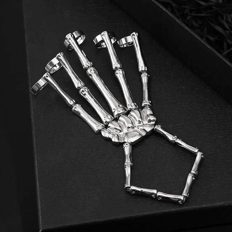 Metalen Skelethand Armketting Zilver Goud Zwart Gothic Sieraad voor Feesten Halloween Kostuum Accessoire | Sulvida