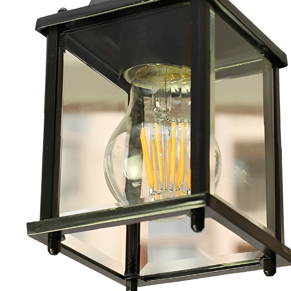 Vierkante Hanglamp Buiten Zwart Glas Aluminium Moderne Tuinverlichting Waterbestendig voor Terras Balkon Tuin | Sulvida