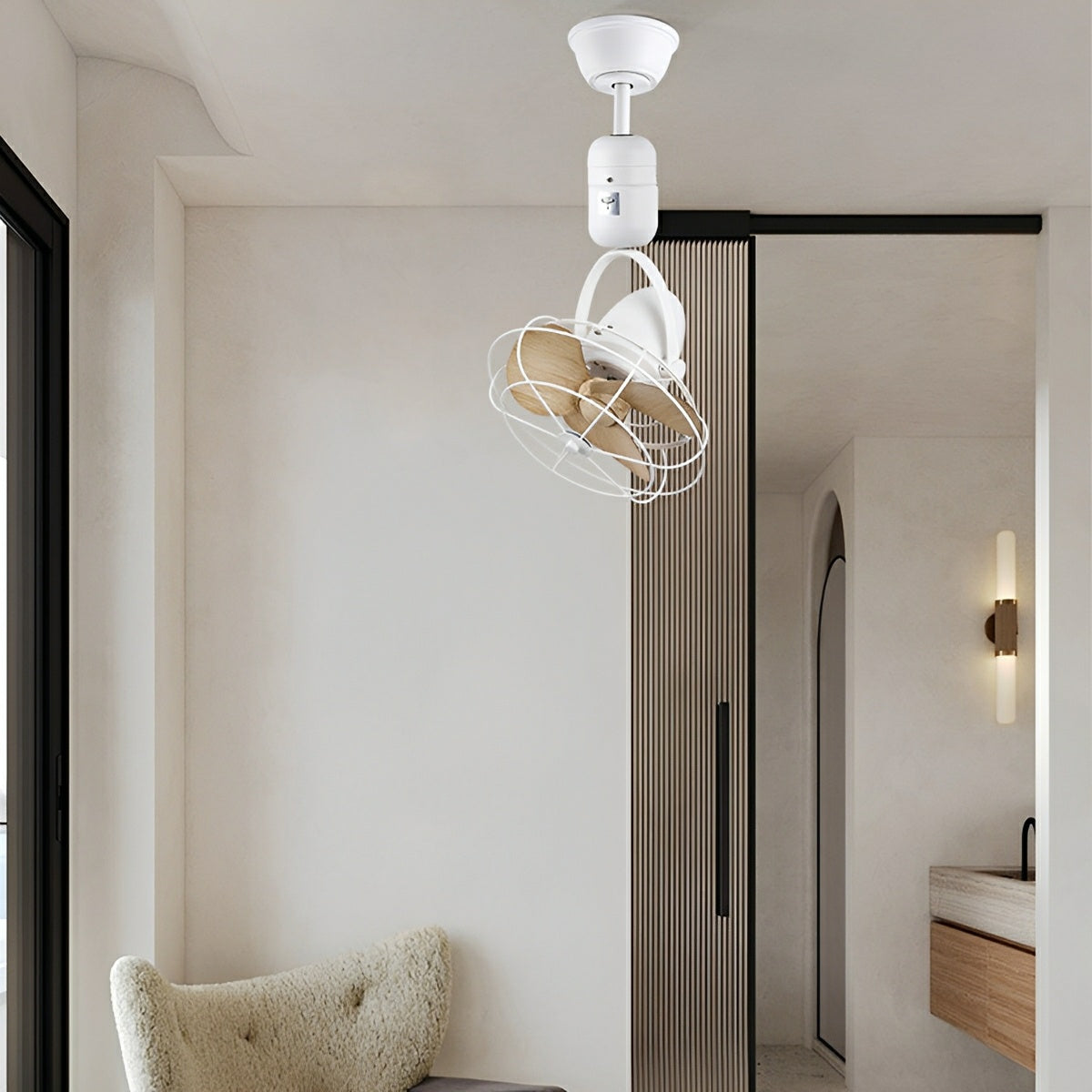 Vintage Plafond- en Wandventilator met 6 Snelheden DC Motor Draaibaar Retro Design Zwenkfunctie Stil | Sulvida