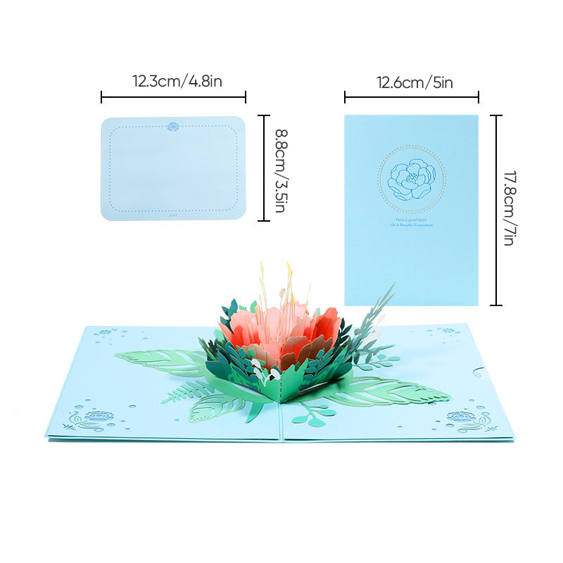 3D Pop-up Wenskaart met Bloemen voor Moederdag Verjaardag Jubileum Valentijn Liefde Felicitatie Cadeau | Sulvida