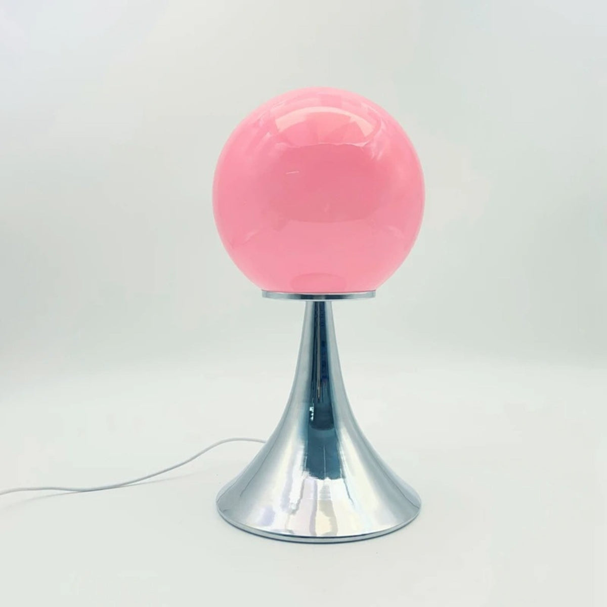 Glazen Tafellamp met Metalen Voet Bol Design Wit Oranje Roze Crème 30x15cm Dimbaar Sfeerlicht Woonkamer | Sulvida