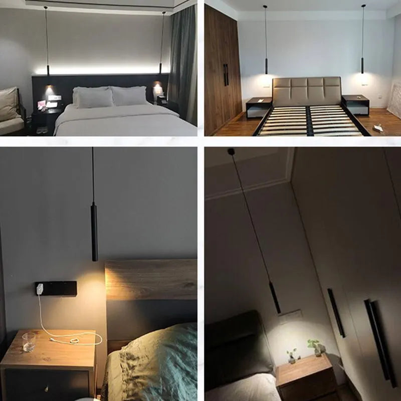 Hanglamp Lineair Metaal Zwart LED Lichtbron Instelbaar Modern Design Woonkamer Slaapkamer Kinderkamer | Sulvida