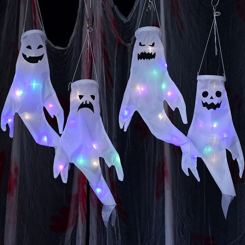 Spookwindzak met LED-verlichting Halloween Decoratie Tuin Buiten Binnen Hangend 130 cm Lichtgevend Griezel | Sulvida