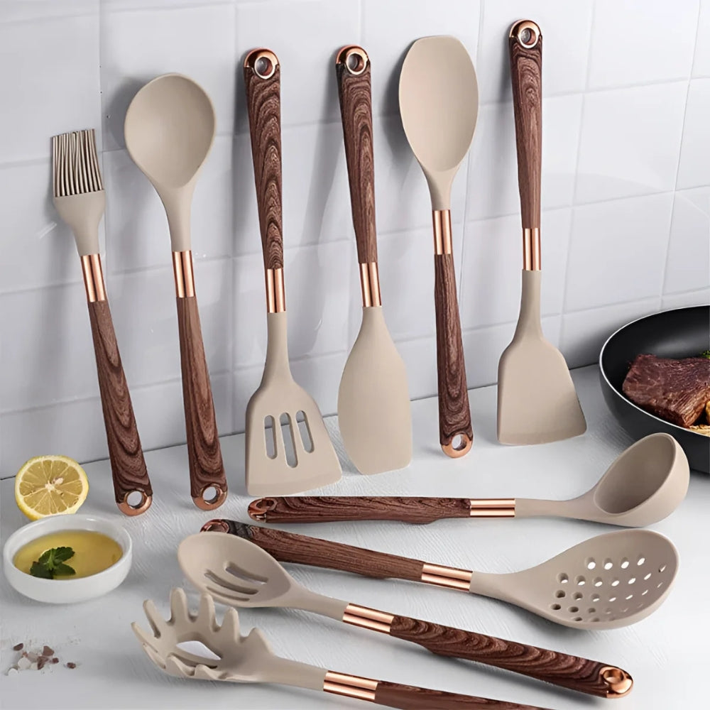 Siliconen Keukengerei Set 10-delig Hittebestendig Kookgereedschap Ergonomisch Handvat voor Modern Koken | Sulvida