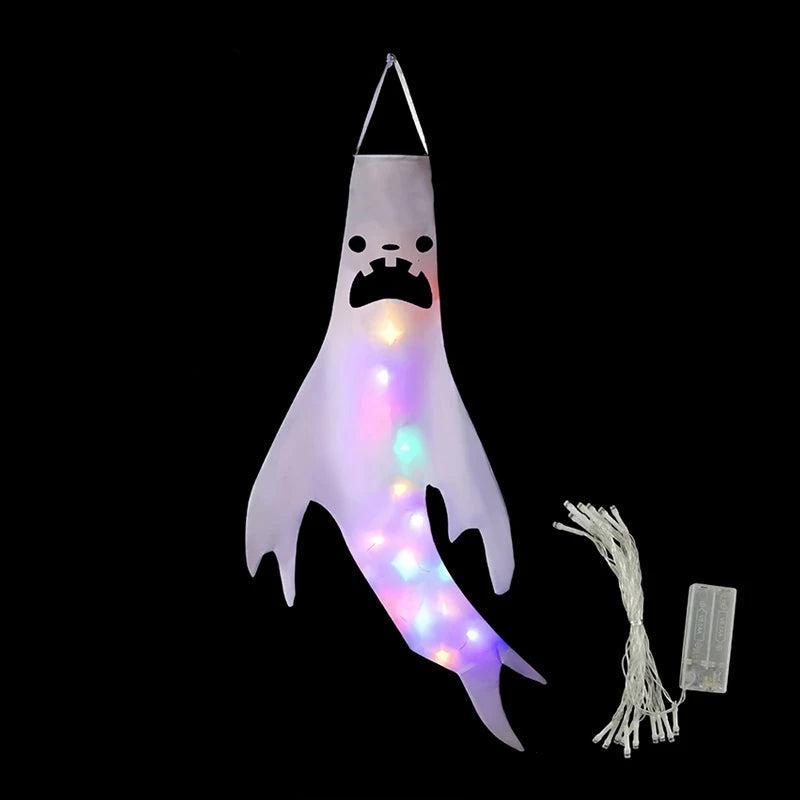 Spookwindzak met LED-verlichting Halloween Decoratie Tuin Buiten Binnen Hangend 130 cm Lichtgevend Griezel | Sulvida