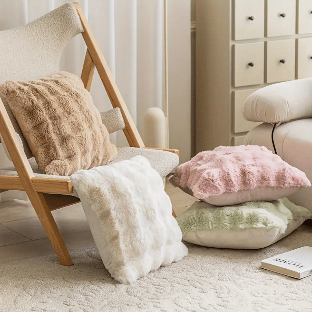 Kussenhoezen Nimbus Touch - Zachte Pluche Nepbont Kussenslopen Luxe Sierkussens Handgemaakt 43×43 cm Woonkamer | Sulvida