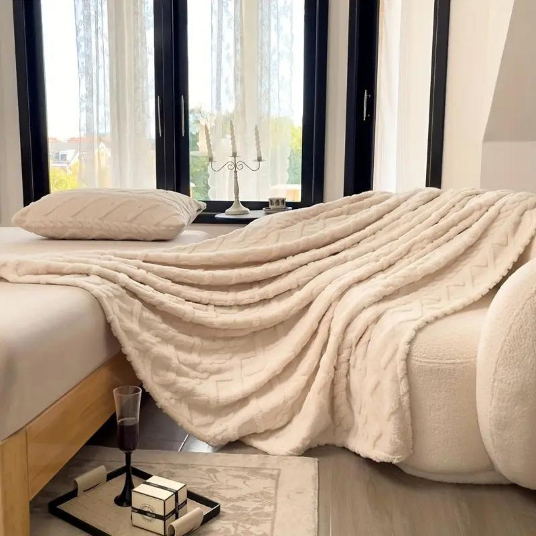 3D Fleece Plaid met Luxe Structuur Zachte Deken voor Bed Bank Woonkamer Wol-Effect Textuur Decoratief Slaapkamer | Sulvida
