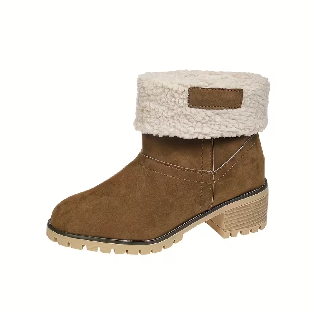 Gevoerde Winterlaarzen Dames Enkellaars Blokkhak Antislip Suède-Look Wandelen Warme Winterschoenen Outdoor | Sulvida