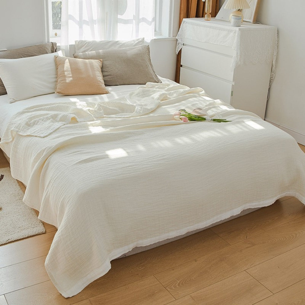 Zachte Moslindeken Zes Lagen Ademend Katoen Sprei Bank Bed Plaid Zomerdeken Dekbedovertrek Lichtgewicht | Sulvida