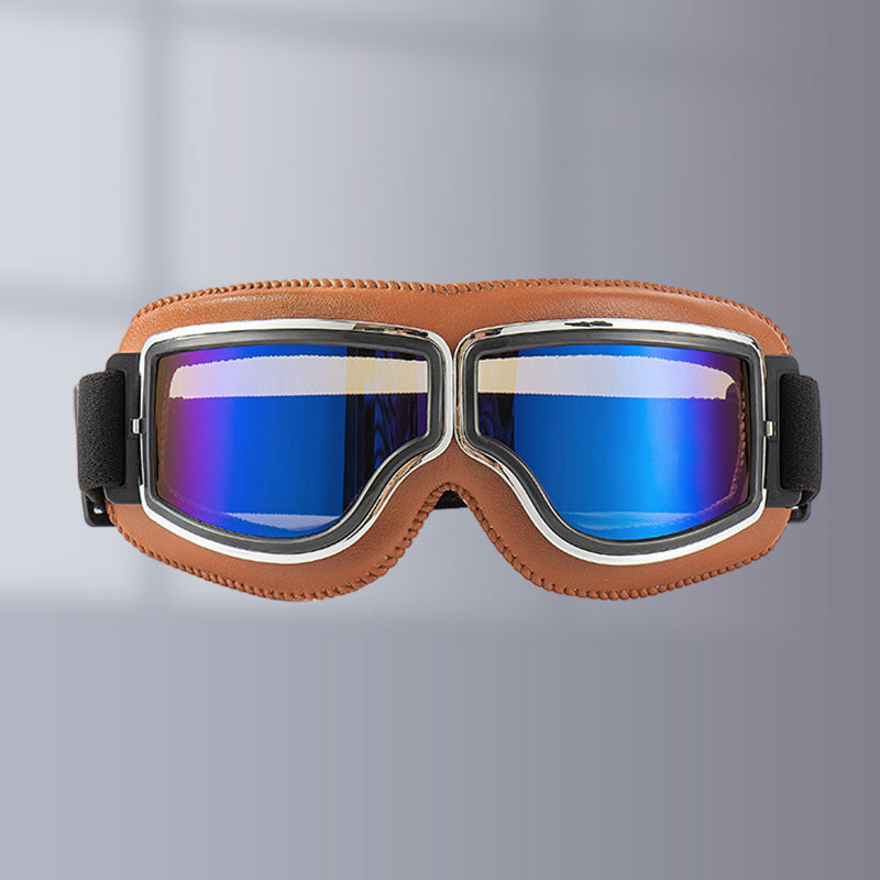 Motorgoggles Leer Vintage Aviator Over Bril Motorrijden Ski Bescherming UV Windscherm Verstelbaar Retro | Sulvida