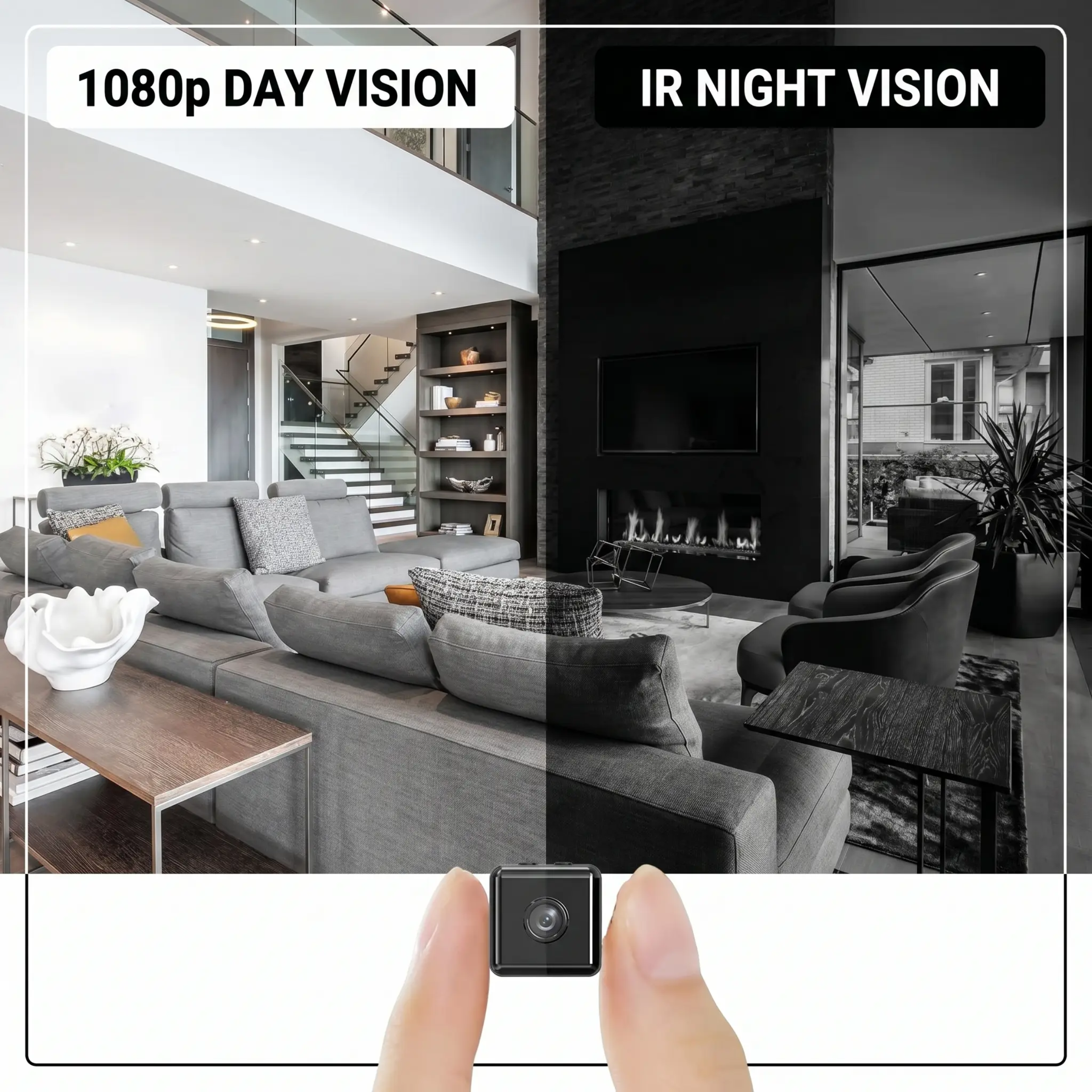 Draadloze WiFi Beveiligingscamera 1080P HD met Bewegingsdetectie en Nachtzicht | Weerbestendig voor Binnen en Buiten | App-bediening en Cloud Opslag | Mini IP Camera voor Thuis of Kantoor | Sulvida