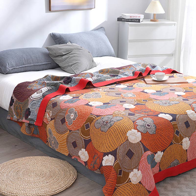 Gestreept Katoenen Gazen Quilt Dekbed Dubbelzijdig Omkeerbaar Zomerdeken of Laken voor Bed Ademend Lichtgewicht Tweepersoons Kingsize | Sulvida