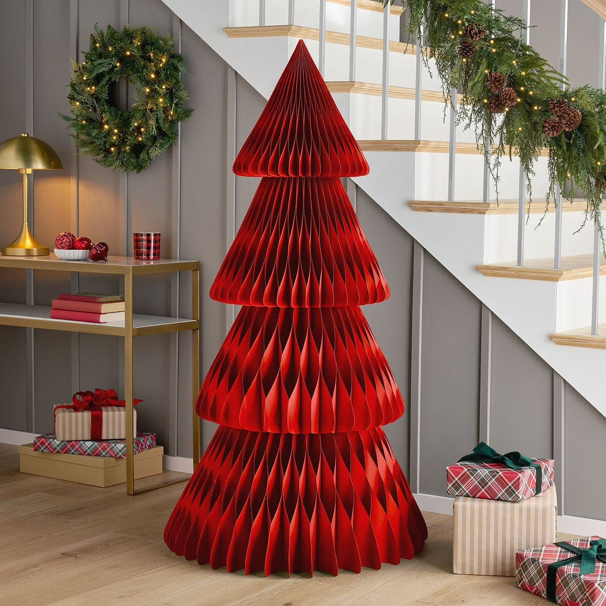 Arbre décoratif en papier 30 cm pliable à structure alvéolée, décoration de fête pour table, mur ou vitrine | Sulvida