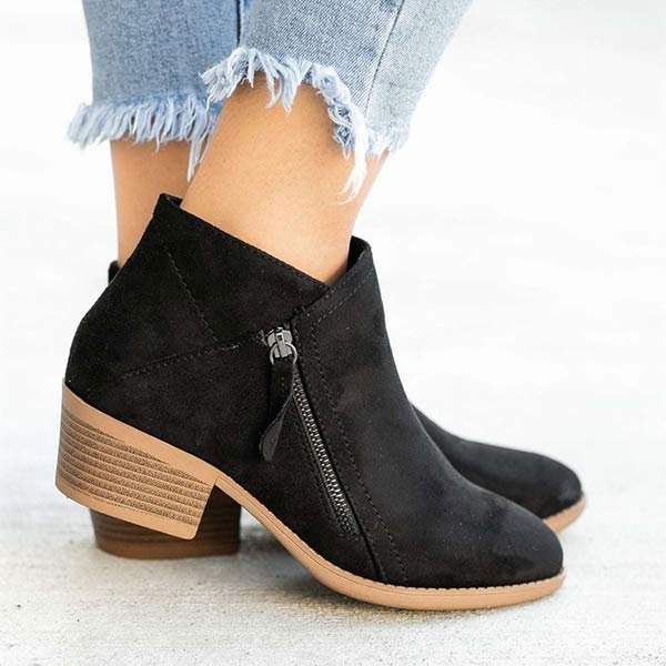 Bottines pour femme à fermeture éclair bleu, noir, orange, confortables, en véritable cuir, décontractées, pointures 35-42 | Sulvida