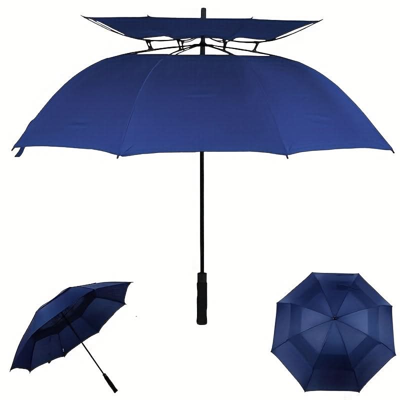 Parapluie de golf extra-large de 140 cm, ventilé et résistant au vent, pour 2 à 3 personnes, ouverture automatique et protection contre la pluie | Sulvida