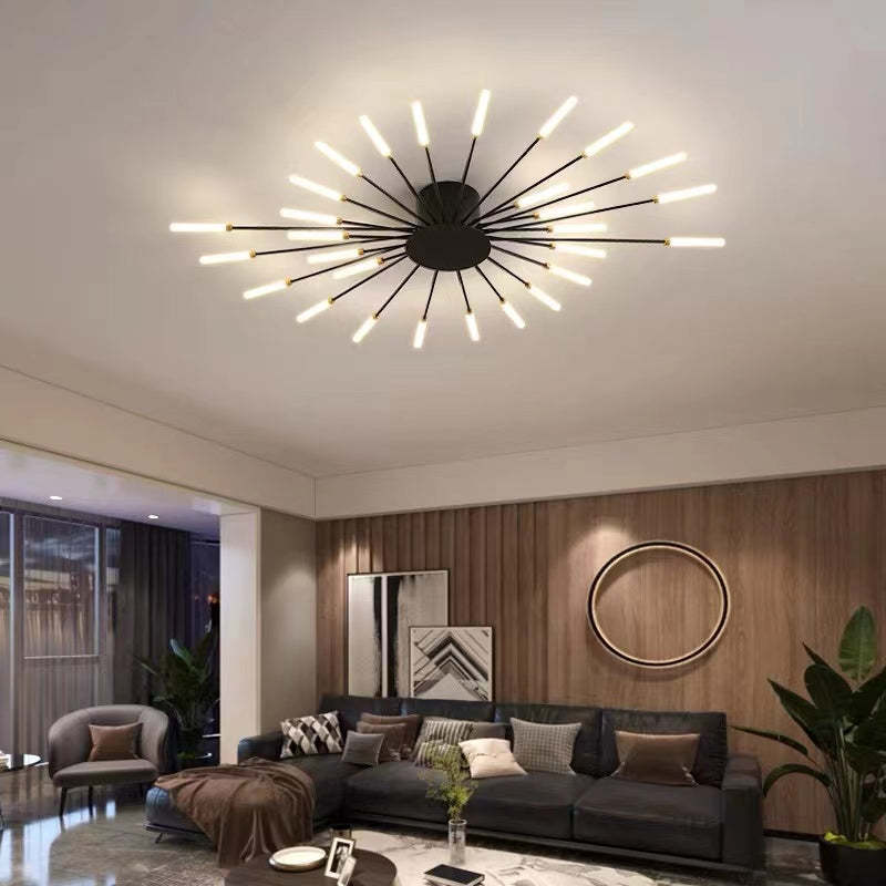 Plafondlamp vuurwerk-design zwart goud LED metaal acryl flush mount woonkamer slaapkamer modern luxe | Sulvida