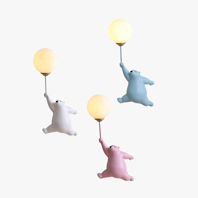 Wandlamp Beer met Ballon LED Wit Blauw Roze Kinderkamer Slaapkamer Woonkamer Leeslamp Acrylic Decoratief | Sulvida