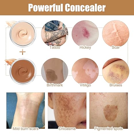 Waterdichte Dekkende Concealer voor Tatoeages Littekens en Oneffenheden 12 Uur Langdurig met Twee Tinten | Sulvida