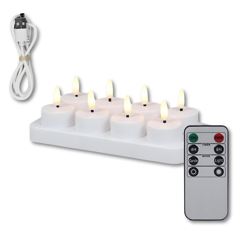 Oplaadbare LED-Kaarsen Set met Afstandsbediening – Vlamloze Sfeerkaarsen met Timer voor Veilig Interieur | Sulvida