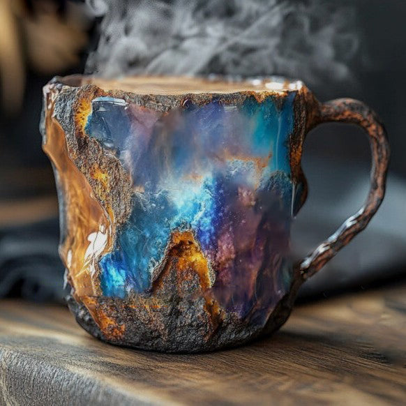 Mineraalkristal koffiebeker met natuurlijke textuur – 350-450 ml handgemaakt keramiek voor warme en koude dranken | Sulvida