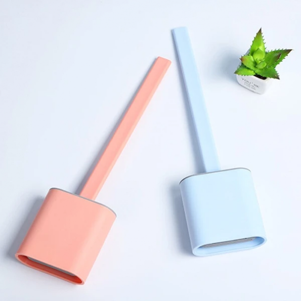 Toiletborstel Siliconen Wit Roze Blauw Staand Wandmontage Hygiënisch met Houder Badkamer WC Schoonmaak | Sulvida