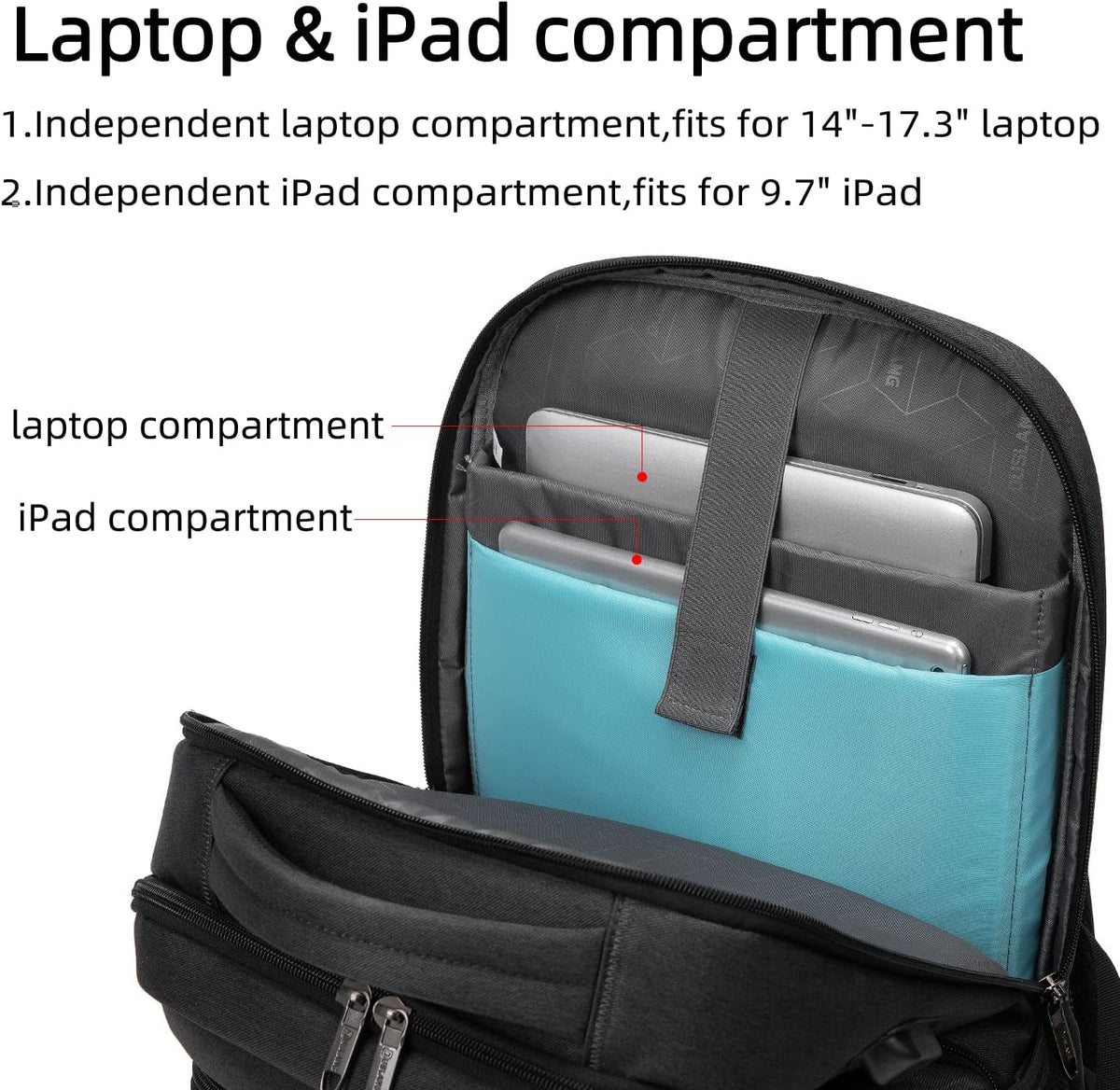 Reis Laptoptas met USB-Lader en Anti-Diefstal Vak Waterafstotend Polyester voor 13 tot 17 Inch Laptop | Sulvida