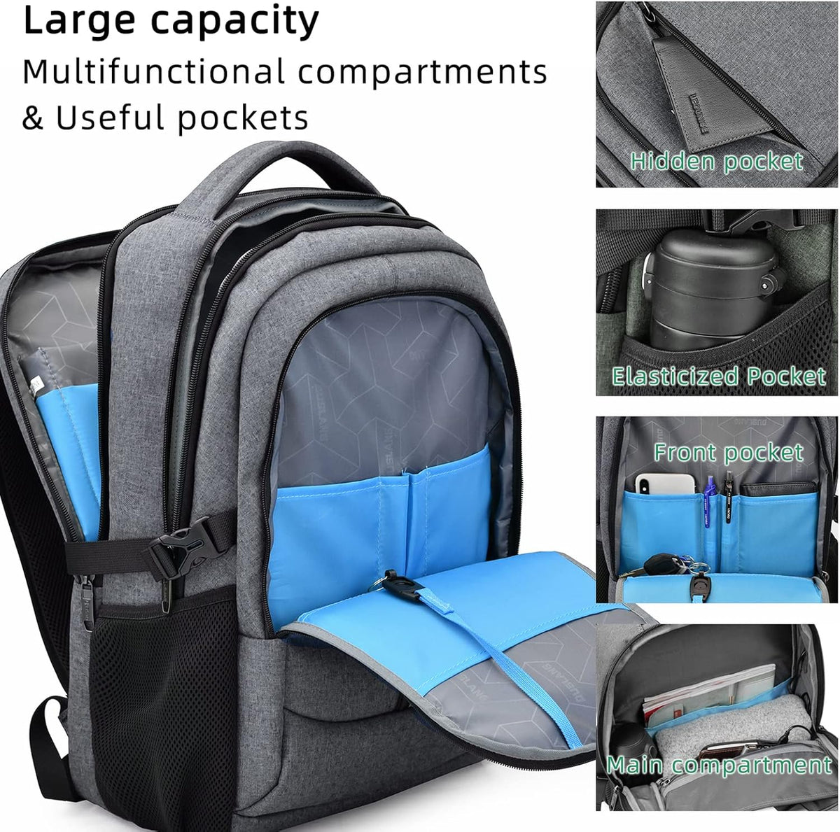 Reis Laptoptas met USB-Lader en Anti-Diefstal Vak Waterafstotend Polyester voor 13 tot 17 Inch Laptop | Sulvida