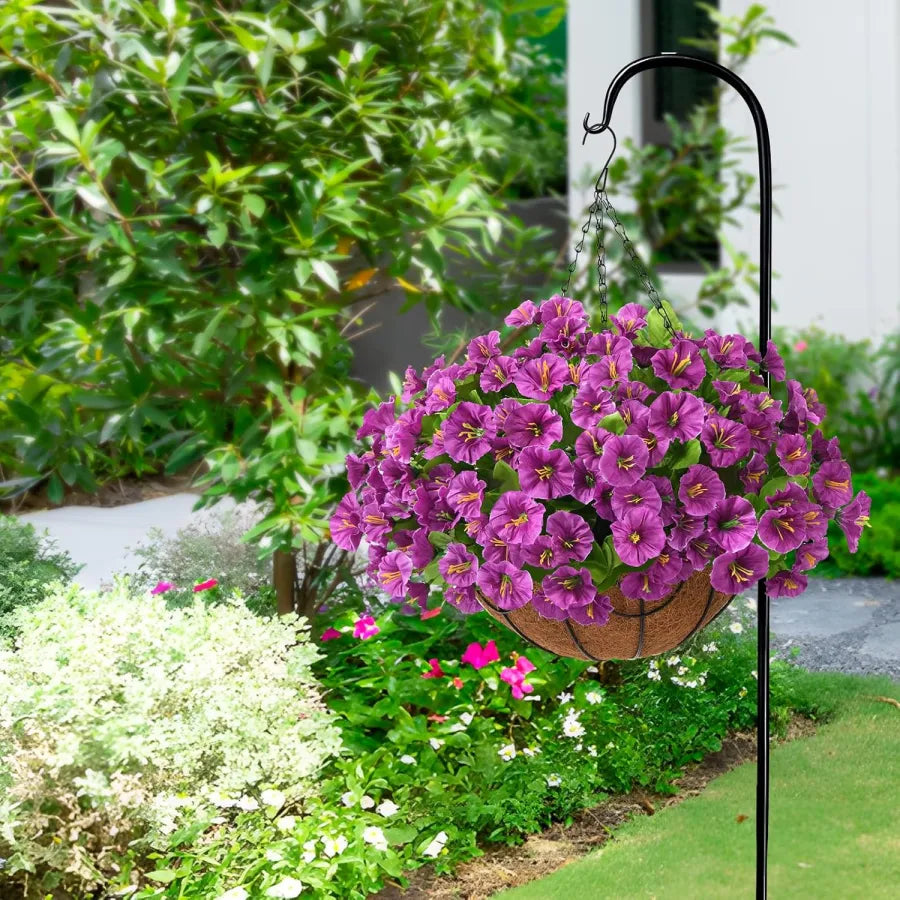 Panier suspendu de fleurs artificielles en soie et en plastique, résistant aux UV, pour décoration extérieure de balcon, terrasse, jardin et mur | Sulvida