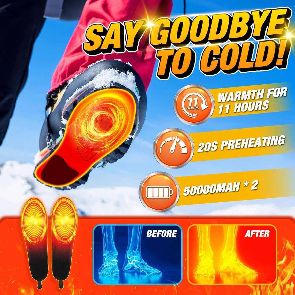 Verwarmde Inlegzolen Oplaadbaar met Afstandsbediening Elektrisch Warmhouden Wintersport Wandelen Comfort | Sulvida