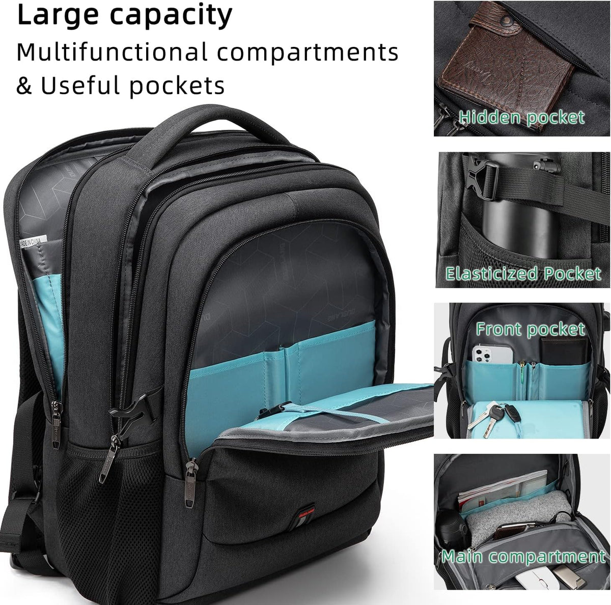 Reis Laptoptas met USB-Lader en Anti-Diefstal Vak Waterafstotend Polyester voor 13 tot 17 Inch Laptop | Sulvida
