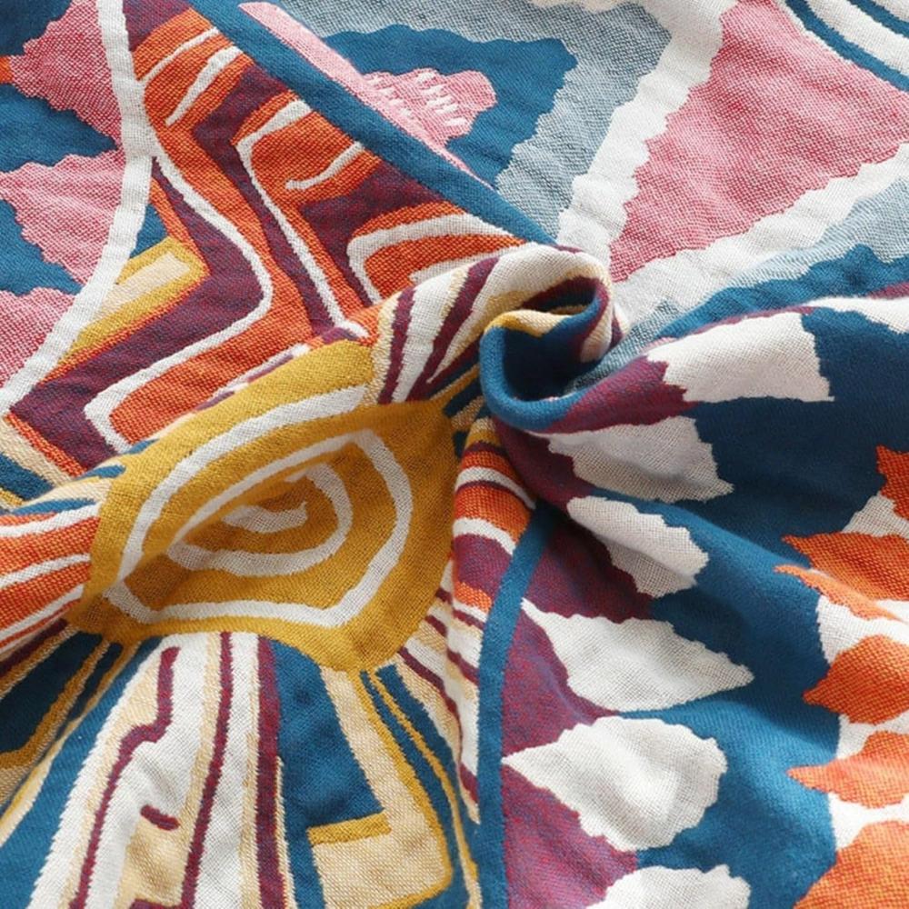 Katoenen Woonplaid Sunburst Patroon 150x200 Zacht Ademend Lichtgewicht Deken Alle Seizoenen Bank Bed | Sulvida