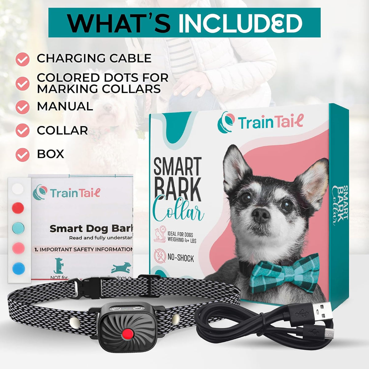 Blafband voor kleine honden met geluid en trilstand IP87 waterbestendig verstelbaar 15-50 cm anti-blaf training | Sulvida