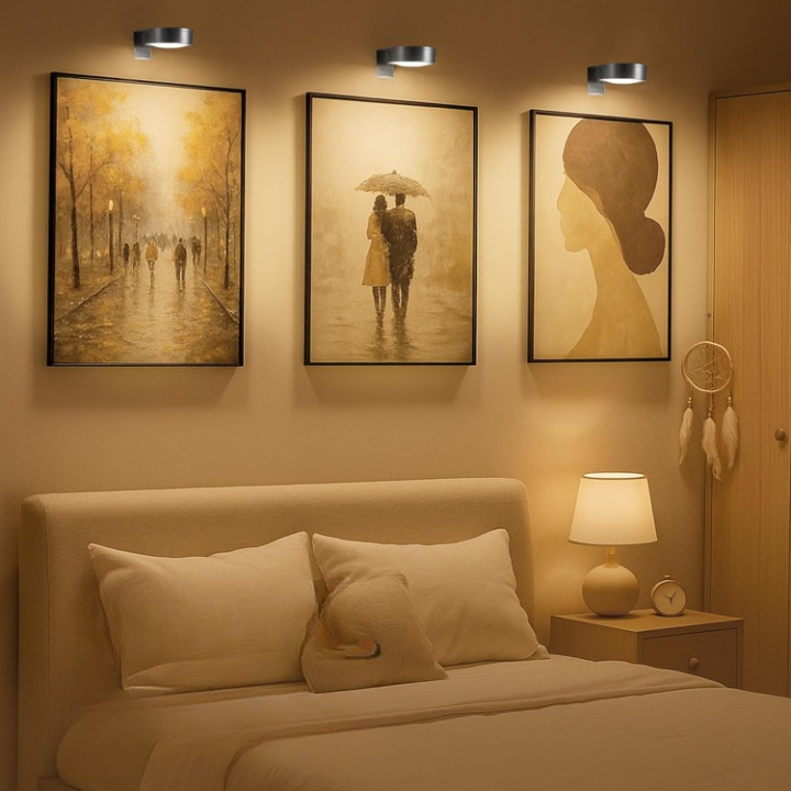 Draadloze LED-Schilderijlamp op Batterij met Afstandsbediening Timer Dimbaar voor Kunst Wanddecoratie | Sulvida