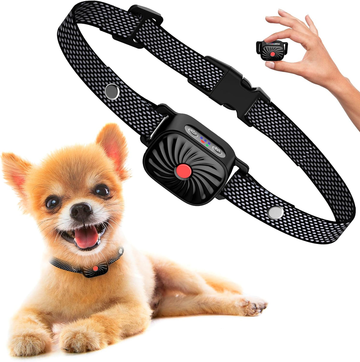 Blafband voor kleine honden met geluid en trilstand IP87 waterbestendig verstelbaar 15-50 cm anti-blaf training | Sulvida